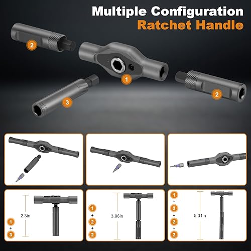 Miniatura 3 de THINKWORK Juego de destornilladores de trinquete 42 en 1, juego de destornilladores magnéticos con mango de trinquete desmontable, kit de