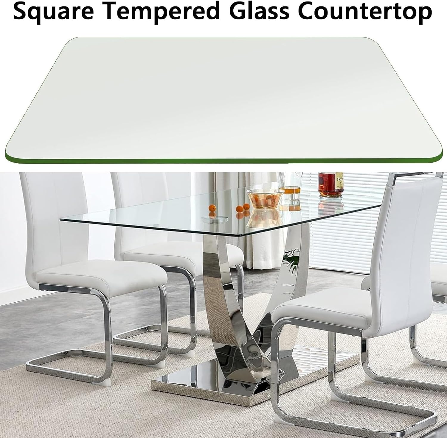 Tempered Glass Table Top Rectangle/Square Transparent Table Surface 8mm Thick Polished Edge, Patio Table Tops, Multipurpose for Dining Table, Coffee Table, Restaurant Table(100x60cm)