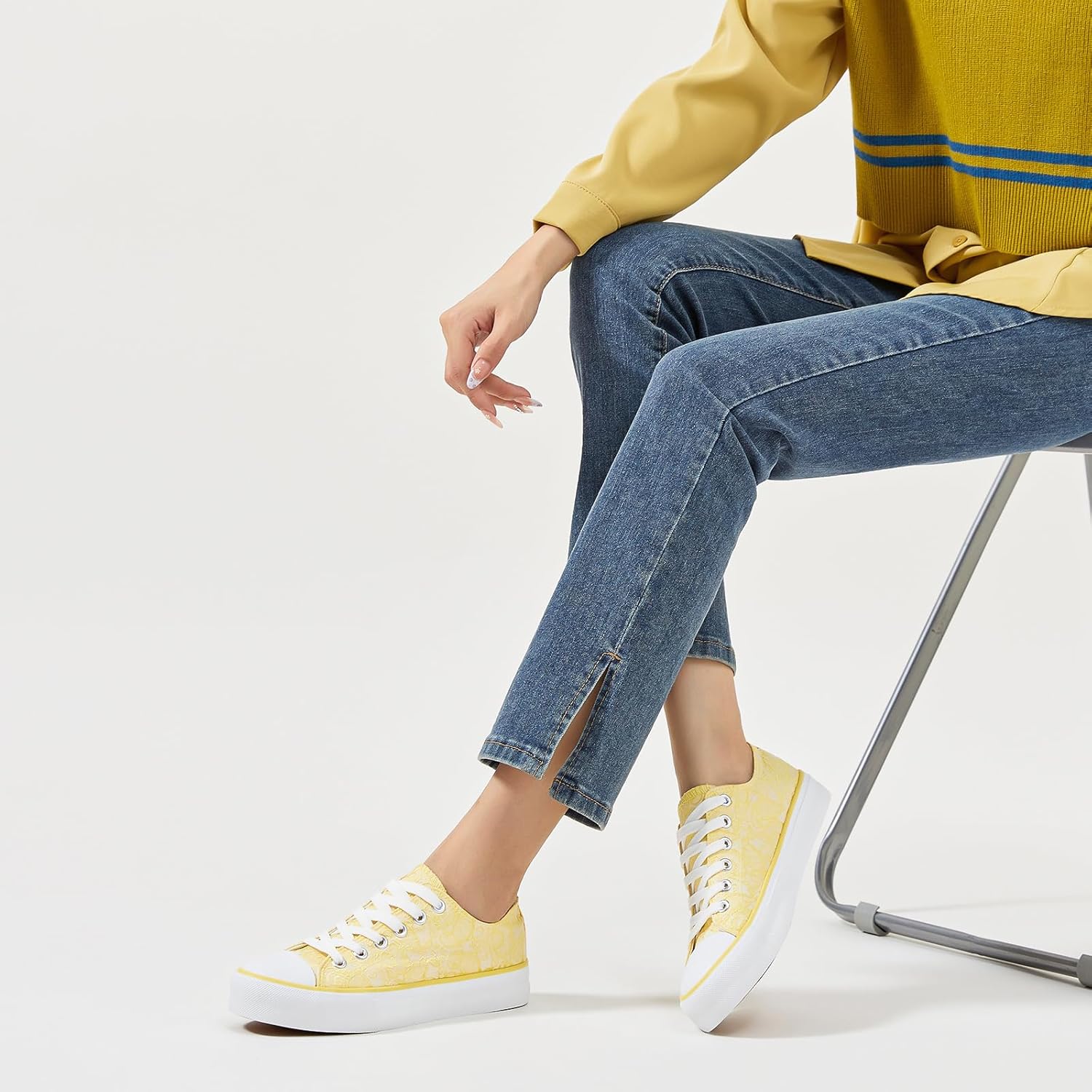 yageyan Womens White Tennis Shoes Low top Canvas Sneakers Women Fashion Shoes for Walking Casual Canvas Comfortable - Image 6