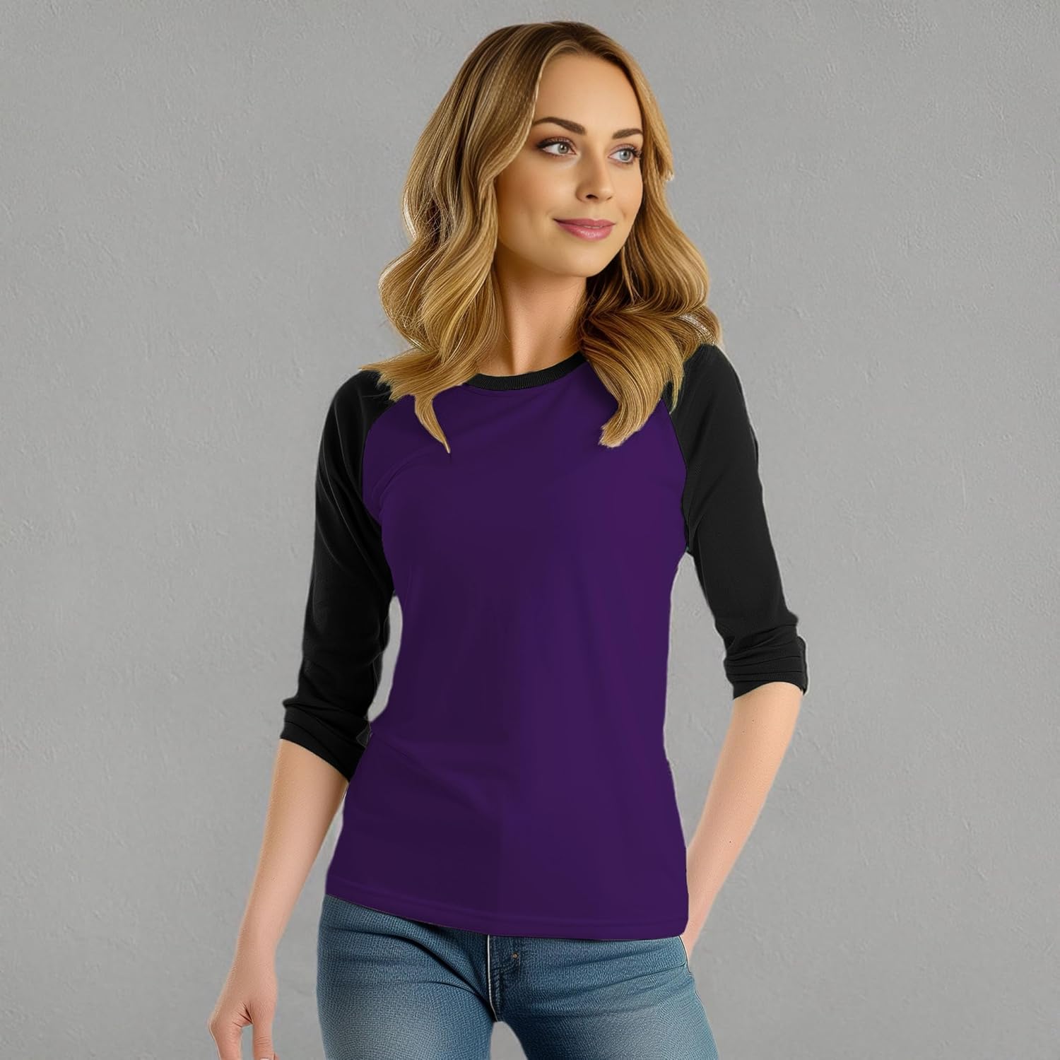 Decrum Baseball Shirt Women - Casual Fashion 3/4 Length Sleeve Womens Raglan Tops - Image 5