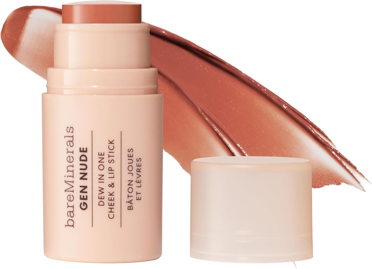 GEN NUDE Dew in One Cheek & Lip Stick Multi-Use Cream Balm for Lips & Cheeks, Hydrating, Buildable Color, Natural Dewy Finish, Travel-Friendly