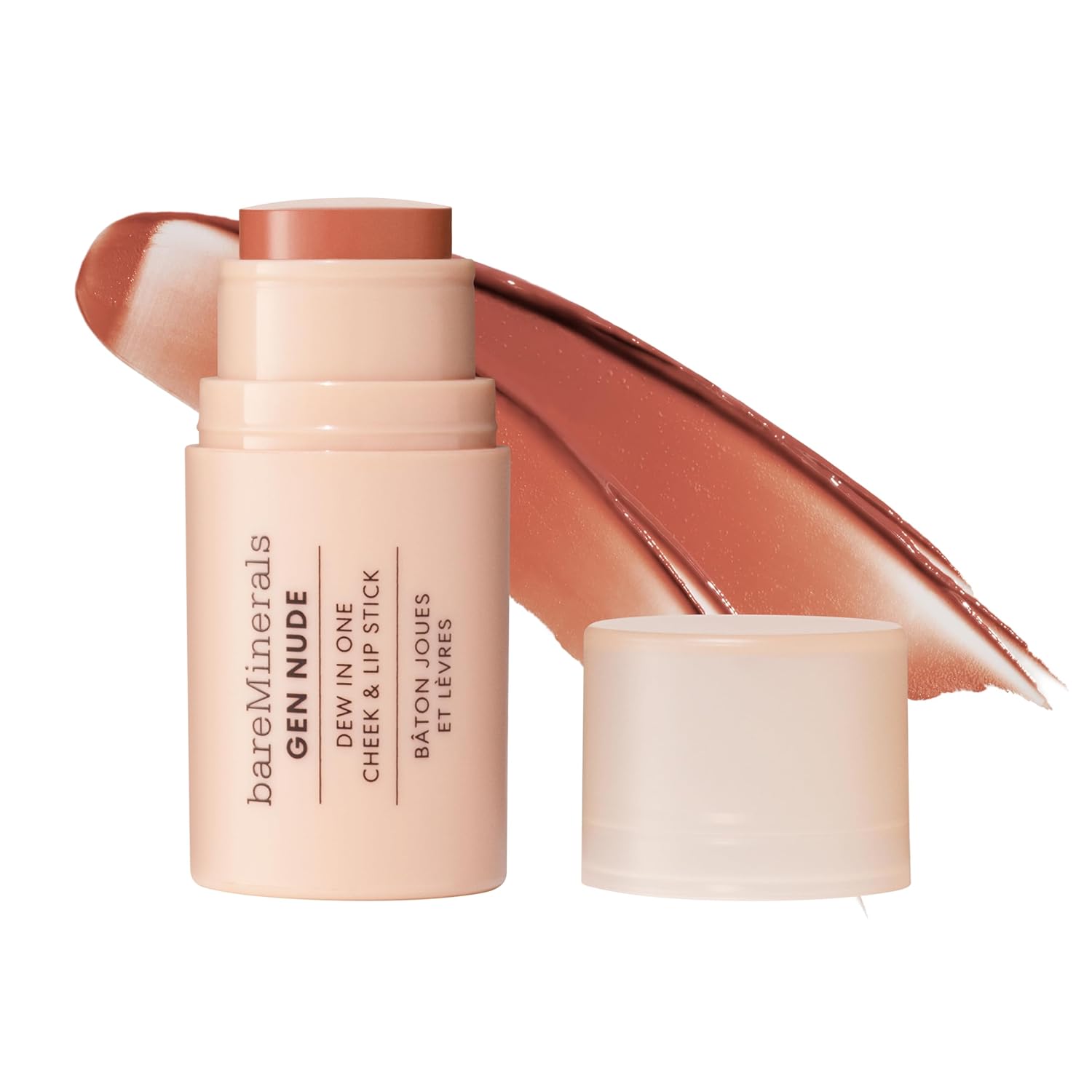 bareMinerals GEN NUDE Dew in One Cheek & Lip Stick Multi-Use Cream Balm for Lips & Cheeks, Hydrating, Buildable Color, Natural Dewy Finish, Travel-Friendly