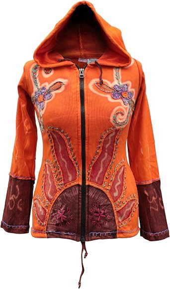 Shopoholic Fashion Women Sun Flames Floral Hippie Goth Zip Up Hooded Winter Jacket