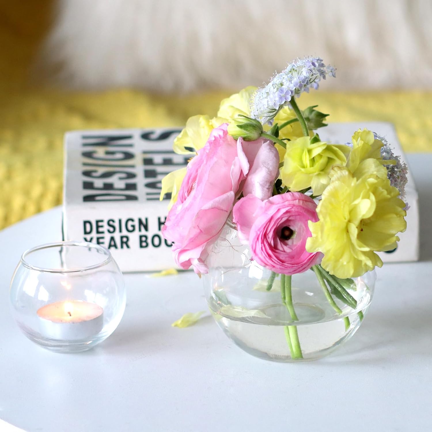 24 Pack Glass Bubble Vases,Small flower bud vases bulk,4"W x3"H Set of 12 Pcs Clear Bowl Vase,2.6"W x2.2"H Set of 12 Pcs Round Candle Holders,Mini Globe Vase Centerpiece for Wedding Party,Home Decor - Image 9