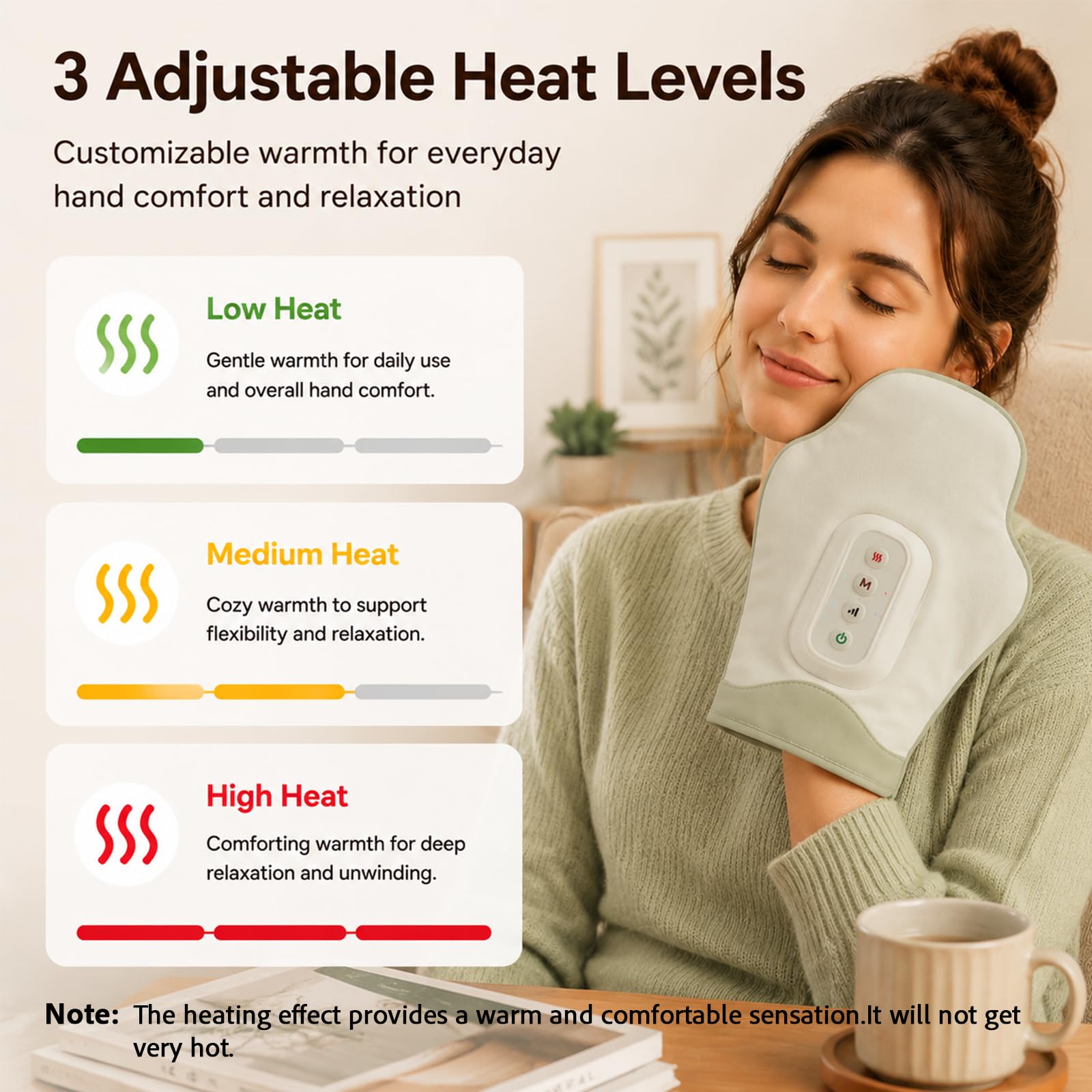 Massaggiatore Elettrico per Mani con Calore, 14 Airbag, Guanto Senza Fili | Massaggio mani senza fili, 3 livelli di calore, 5 intensità, pelle facile da pulire, rilassa mani e tensione