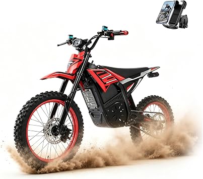 Velox 3000W Electric Dirt Bike for Adults, 17 Electric Bike, 37MPH Electric Motorcycle for Teens, 48V 20AH Battery E Dirt Bike, Hydraulic Brakes & Full Suspension Off-Road Ebike, Red