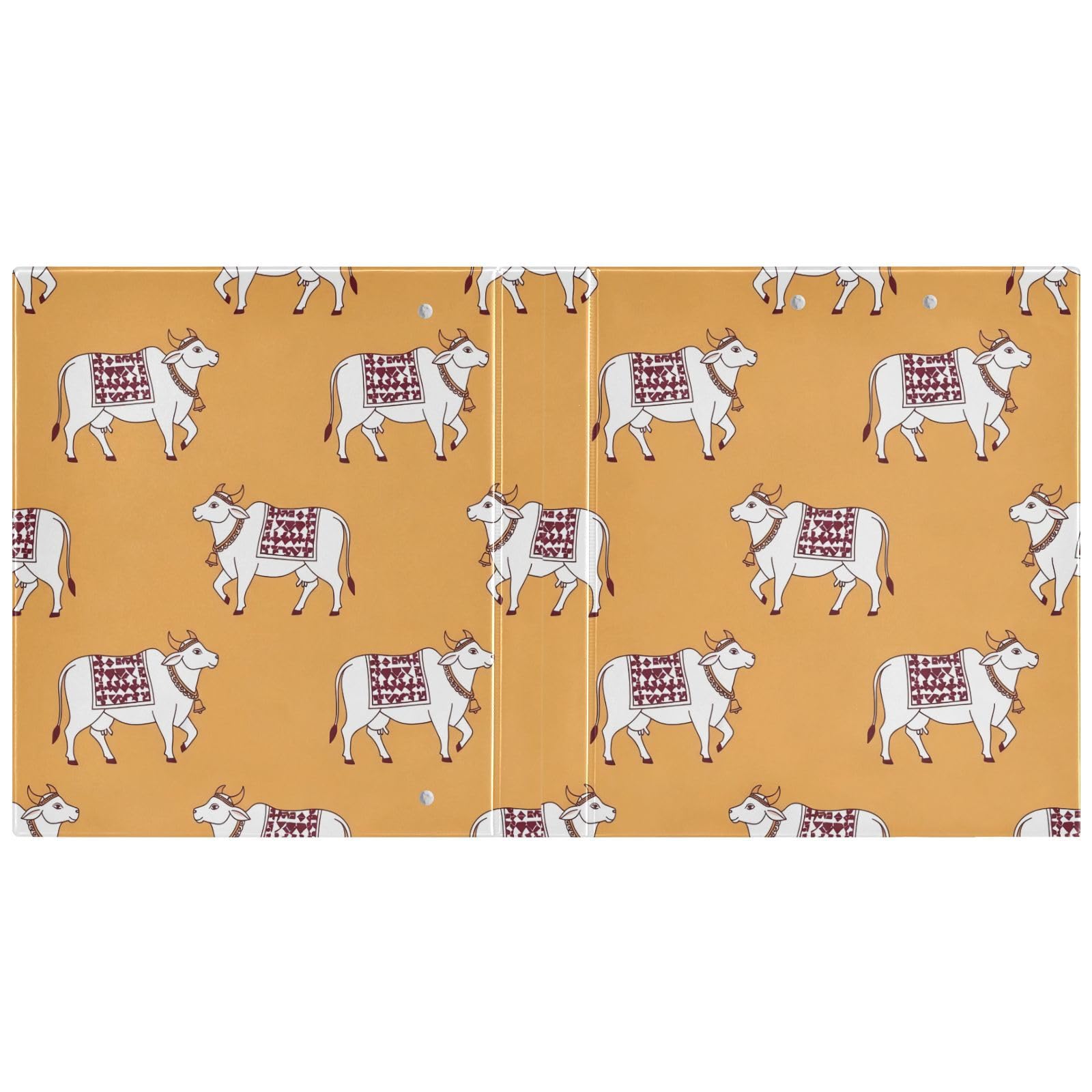 Raccoglitori ad anelli con 3 anelli, 3,8 cm, motivo mucche bianche, decorazione folk-art, con clip in metallo, formato A4, organizer per casa e ufficio, confezione da 2