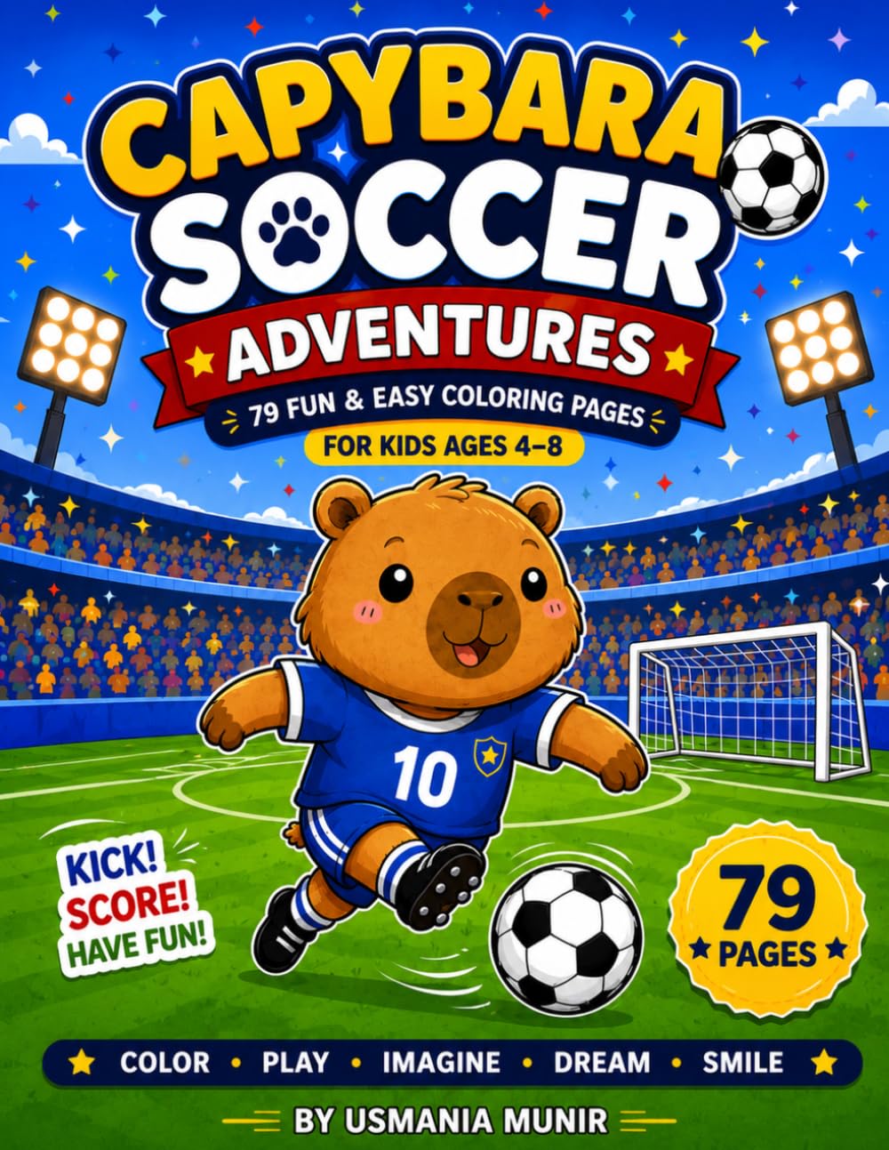 Capybara Soccer Adventures: Fun and Easy Colouring Pages for 4-8 ages