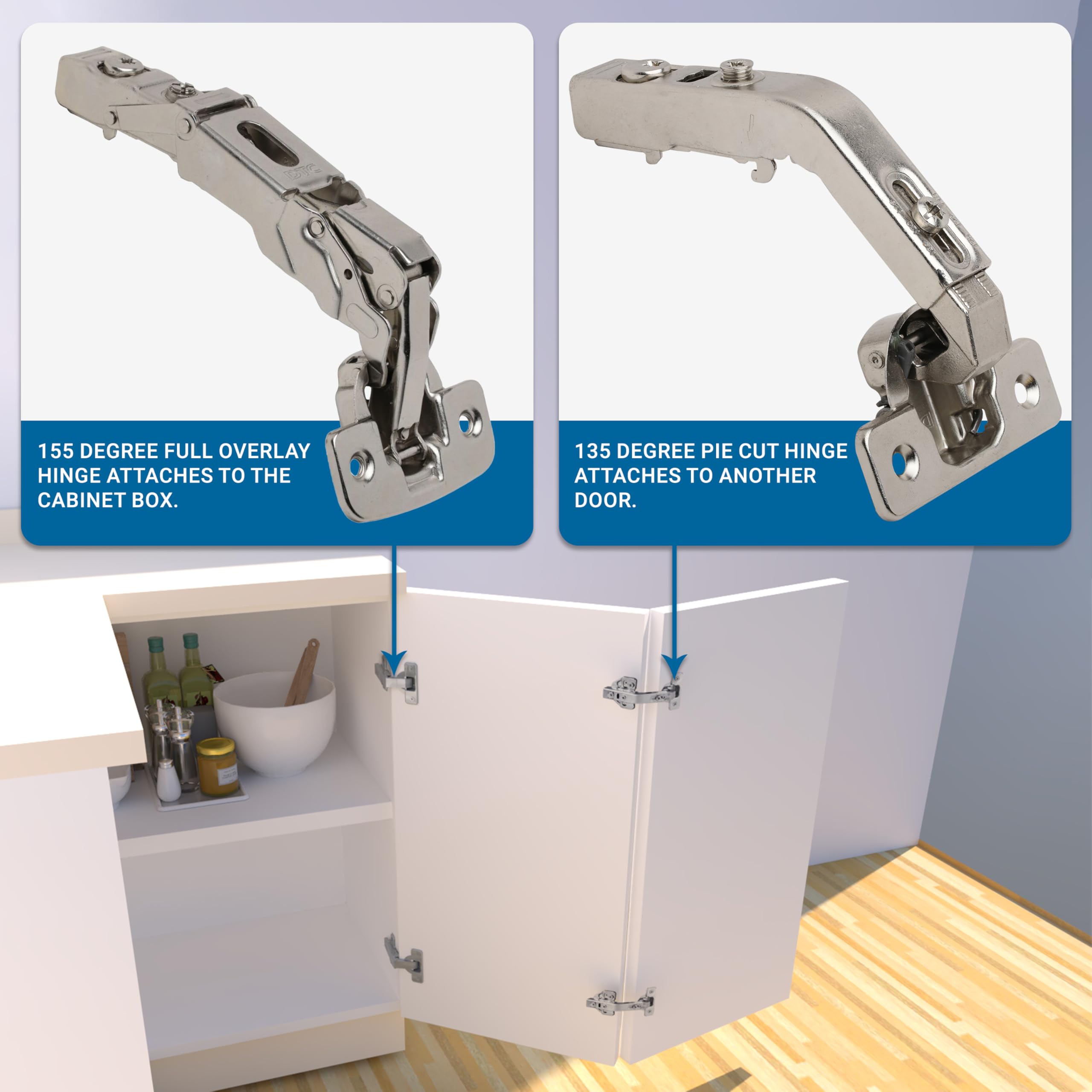 DTC Special Application Bi-Fold Corner Lazy Susan Self Closing 135 DTC Special Application Bi-Fold Corner Lazy Susan Self Closing 135