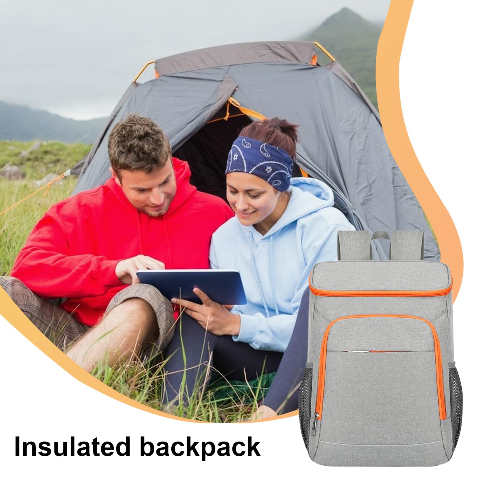 Sac à dos de 50 L | Sac à dos isotherme de voyage | Sac à déjeuner étanche étanche pour pique-nique, barbecue, camping, randonnée, plage, voyage