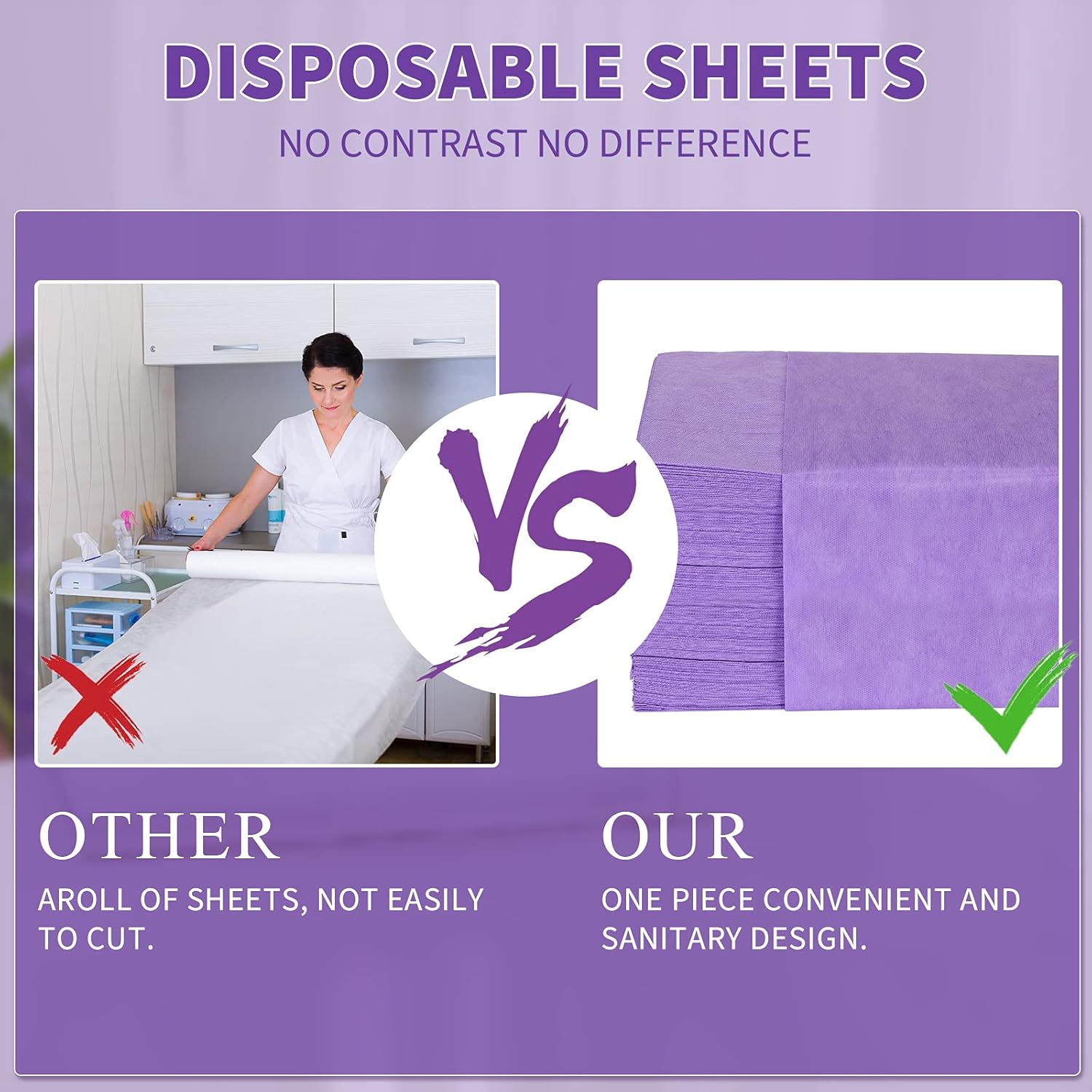 100 Pieces Disposable Bed Sheets Non-woven Spa Fabric Sheets Waterproof Massage Table Sheets Oil Proof Bed Cover for Travel Spa Tatto Hotel Salon, 31.5 x 70.9 Inch (Purple) : Beauty & Personal Care