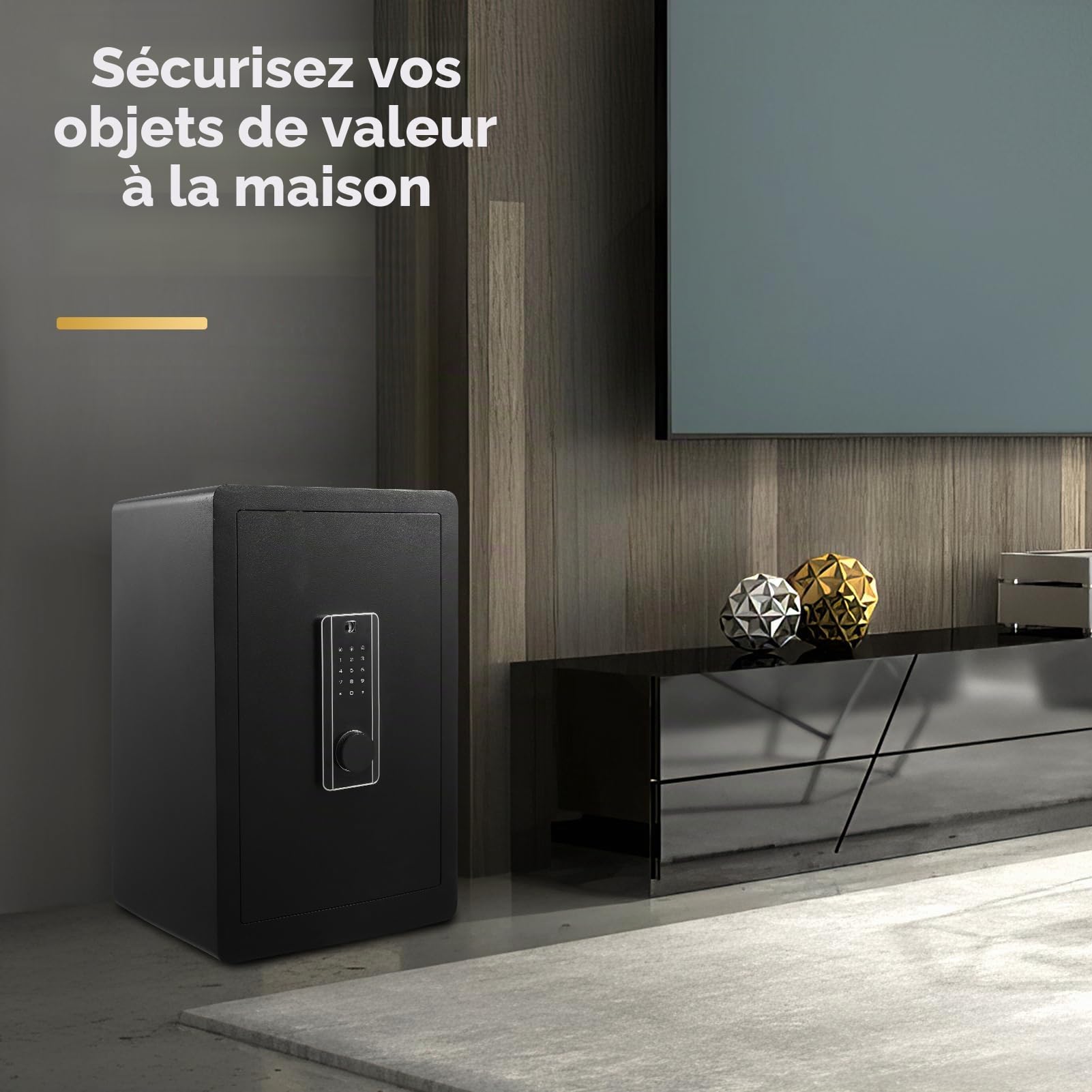 Coffre-fort 73L ignifuge étanche avec serrure à combinaison et clé numérique | Coffre-fort anti-feu anti-vol coffre-fort mural pour la maison, document et bijoux