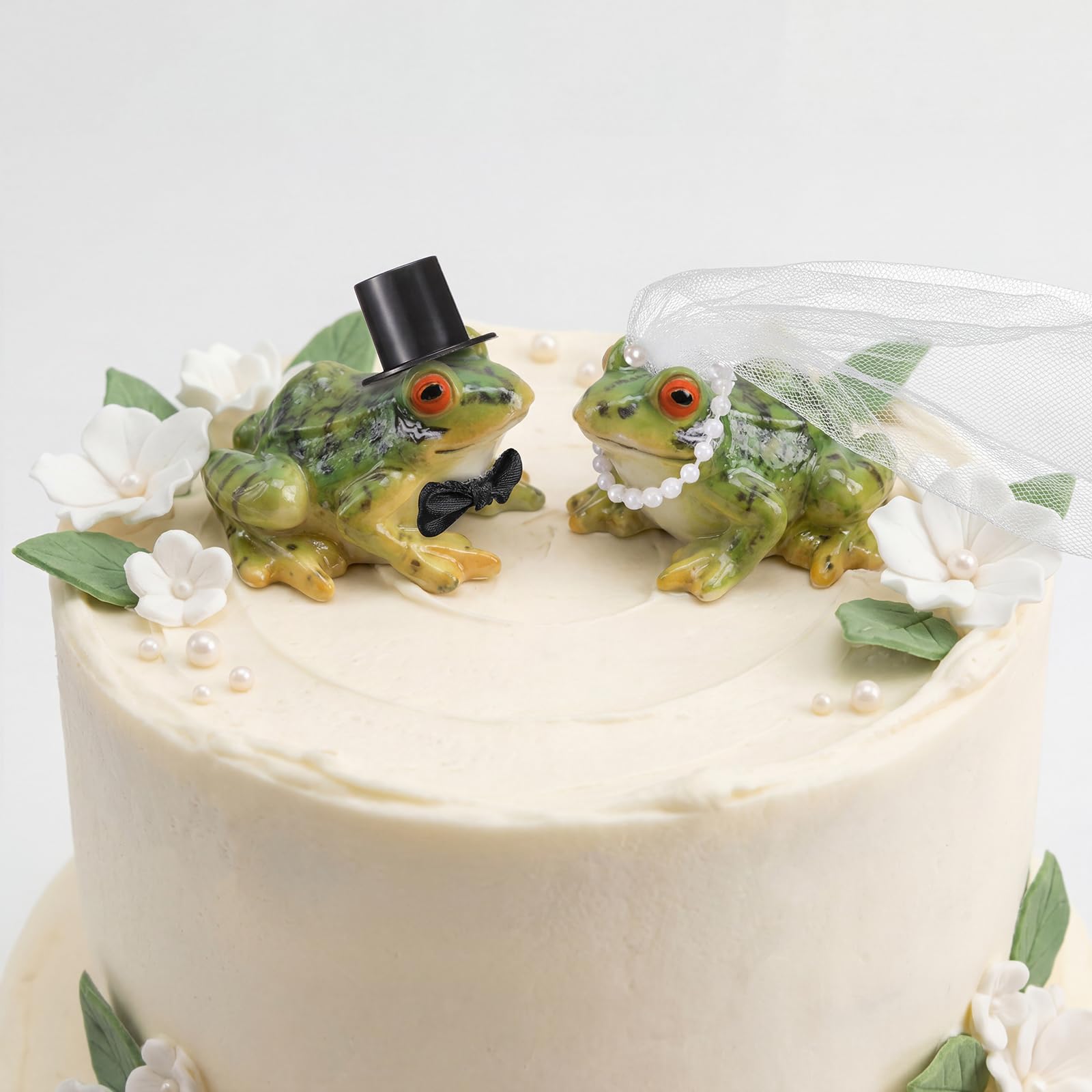 Sliner 2 Pcs Frog Cake Topper Couple Wedding Cake Toppers Decor Bride and Groom Animal Theme Elegant Wedding Decor Novios Para Pastel for Engagement Bridal Showers Funny Couple Statue Anniversary