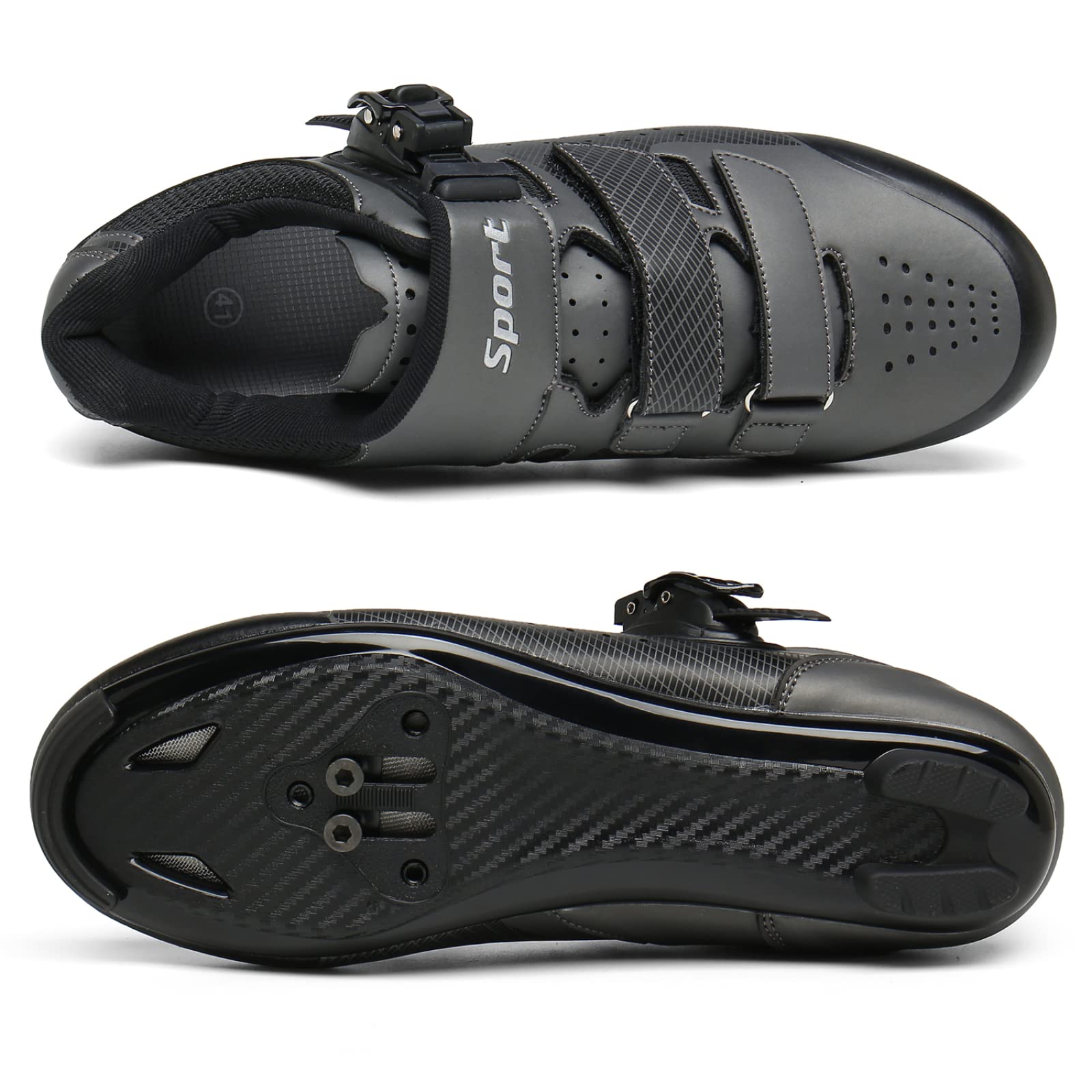 Męskie buty szosowe, kolarskie, sneakersy MTB Clits Route Cleat Dirt Bike Speed Flat Racing damskie SPD pedały kolarstwo górskie, Szary B, 40 EU