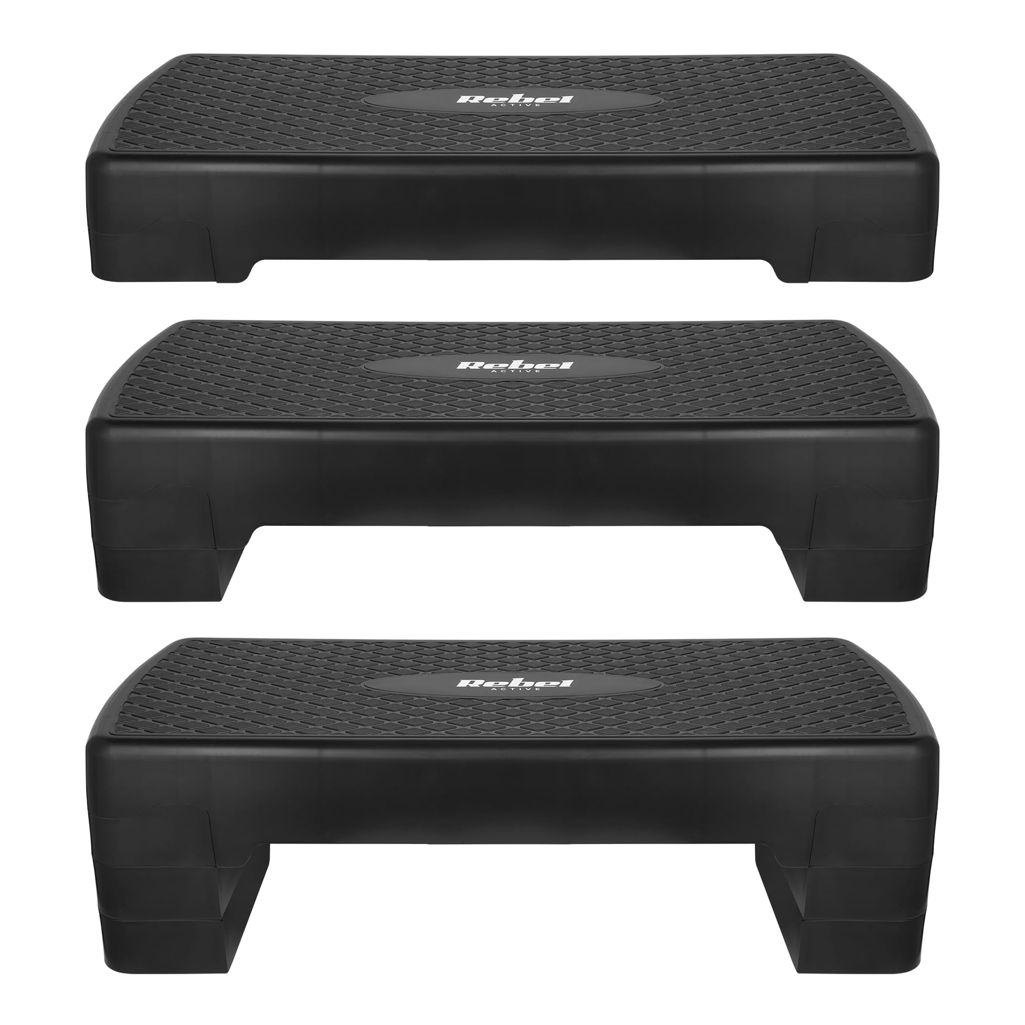 Rebel Electro Step per Aerobica Fitness 3 Livelli 68cm Stepper Scala Nero