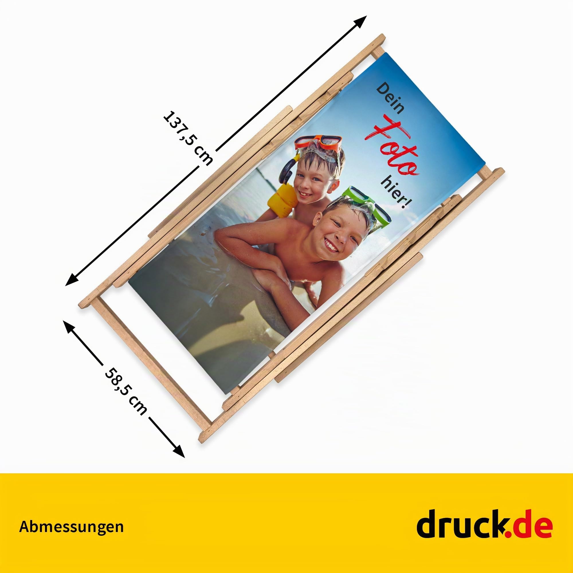 druck.de Liegestuhl personalisierbar klappbar Buchenholz - bis 95kg