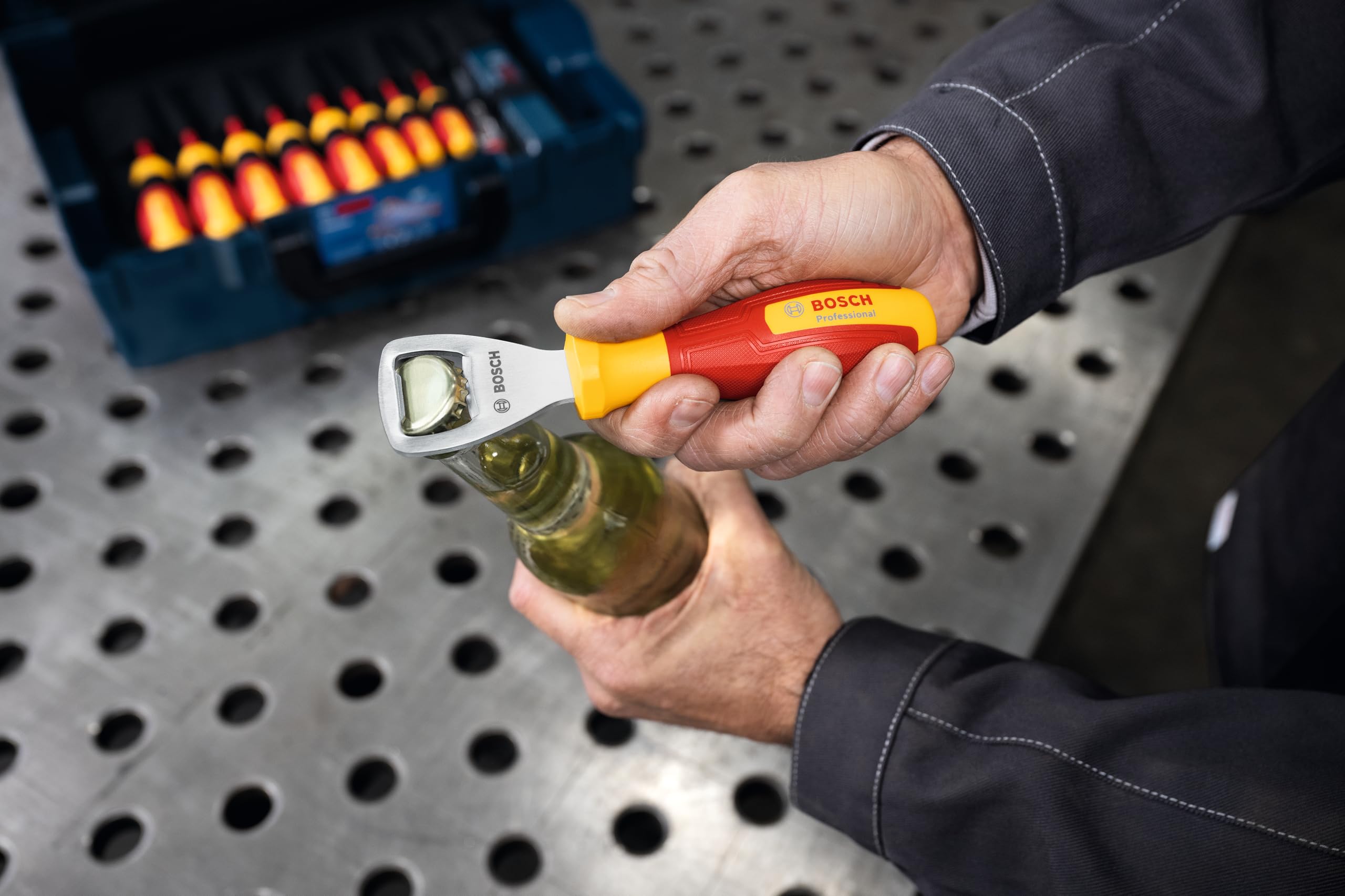 Bosch Professional Otwieracz do butelek (warga ze stali nierdzewnej o grubości 3,0 mm, czerwony/żółty)