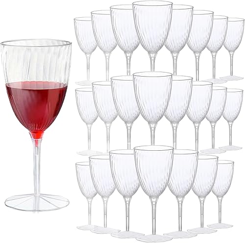 24 copas de champán de plástico, copas de vino desechables transparentes de 8 onzas, tazas de cóctel de plástico reutilizables para el hogar, vida