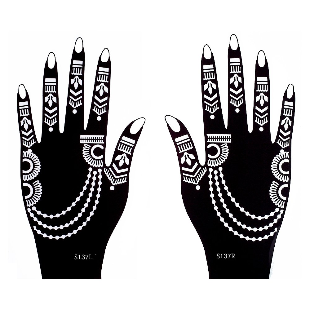 Akcja! Henna szablony do tatuażu 8 sztuk zestaw do jednorazowego użytku do rąk, również do tatuaży brokatowych i tatuaży Air Brush Set Jaiya