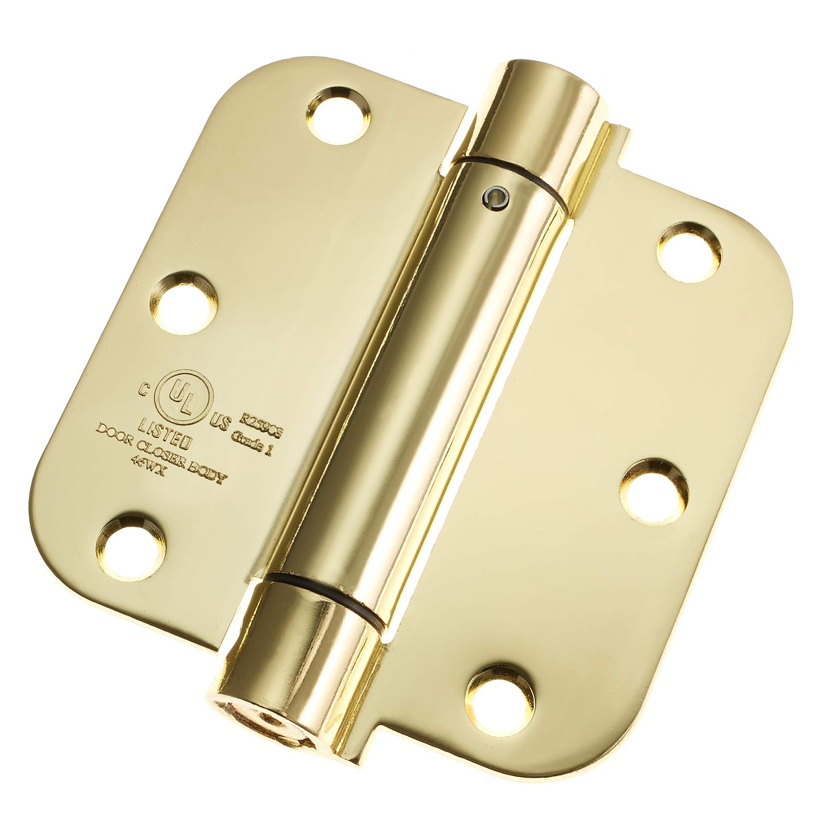 Cauldham (2 Pack) Heavy-Duty 3-1/2" Self-Closing Spring Door Hinge with 5/8" Radius Corners, UL Listed - Brass