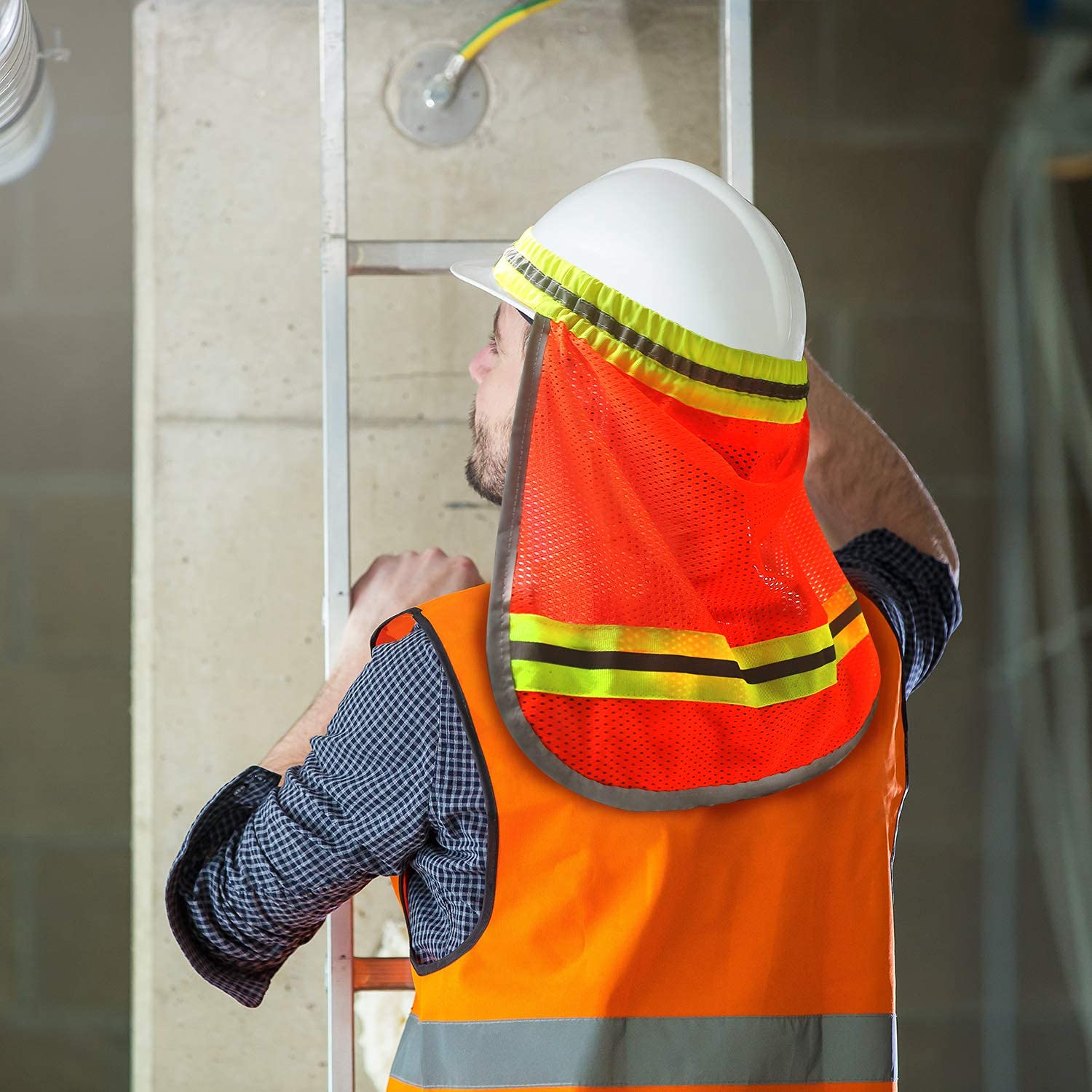 EvridWear - Protector solar de cuello de alta visibilidad con rayas reflectantes, protección de seguridad con malla transpirable elástica para la construcción, actividades al aire libre, paisaje de UV