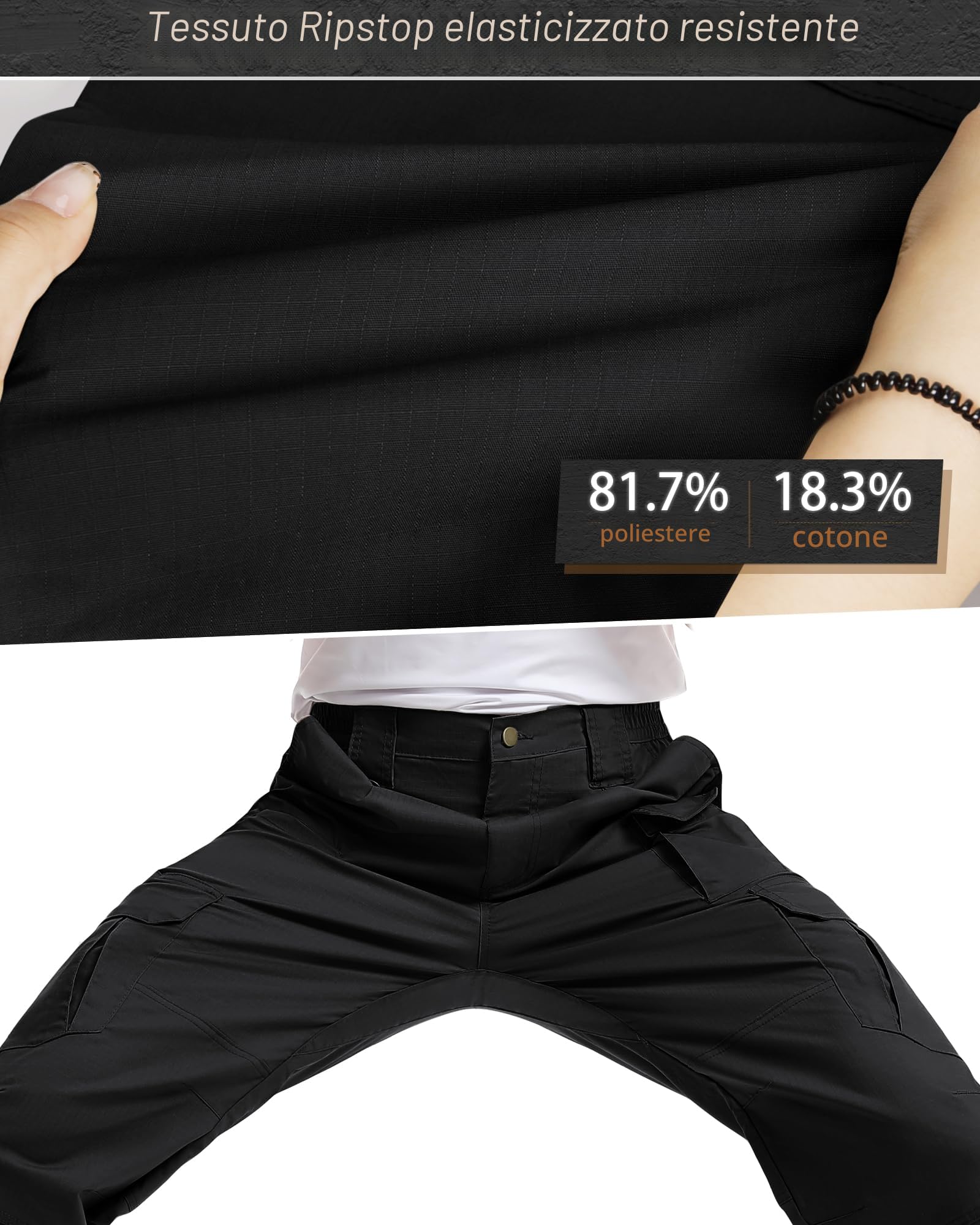 IGOLUMON Pantaloni da Lavoro Uomo Pantaloni Cargo Pantaloni Tattici con Multi Tasca Pantalone Uomo per Casual Campeggio Escursioni