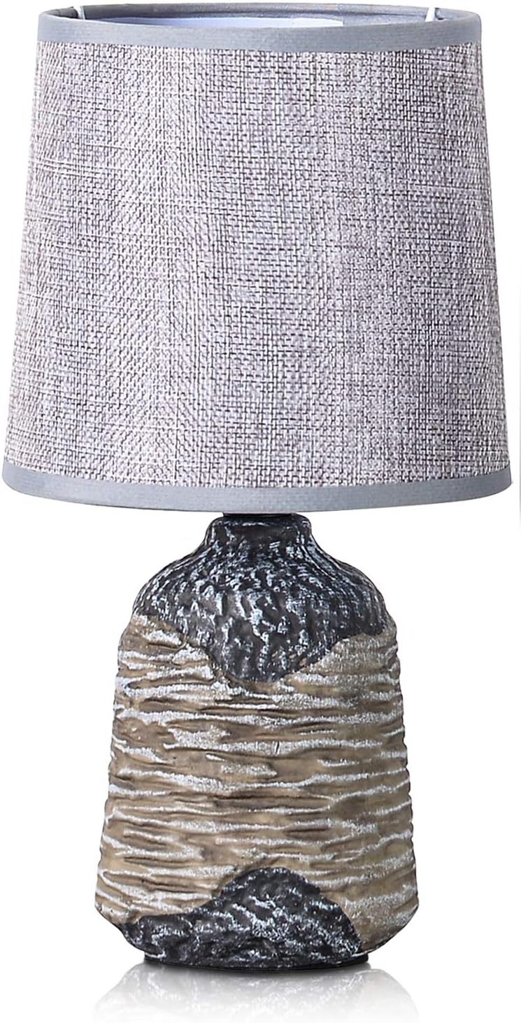 2-Pack BRUBAKER Small Table or Bedside Lamps - Gray/Dark Gray - Ceramic Base in Two-Tone Stone Finish - 10.8 Inches
