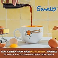 Vista 7 de Sanrio Gudetama "I'm Falling" - Tazón de cerámica para sopa para helado, cereales, bebidas, capacidad para 24 onzas