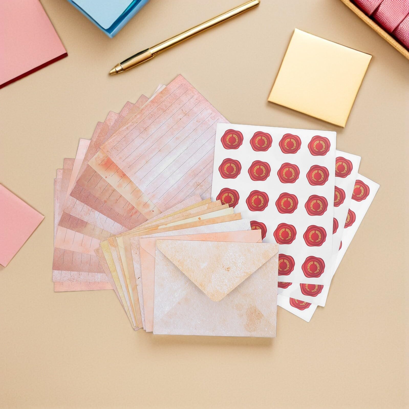 SHINEOFI 100sätze Vintage-schreibpapier-set mit Umschlägen Antikes Briefpapier für Handgeschriebene Karten Notizen und Grußkarten Liniertes Papier Hochwertiges Papier für Klare Botschaften