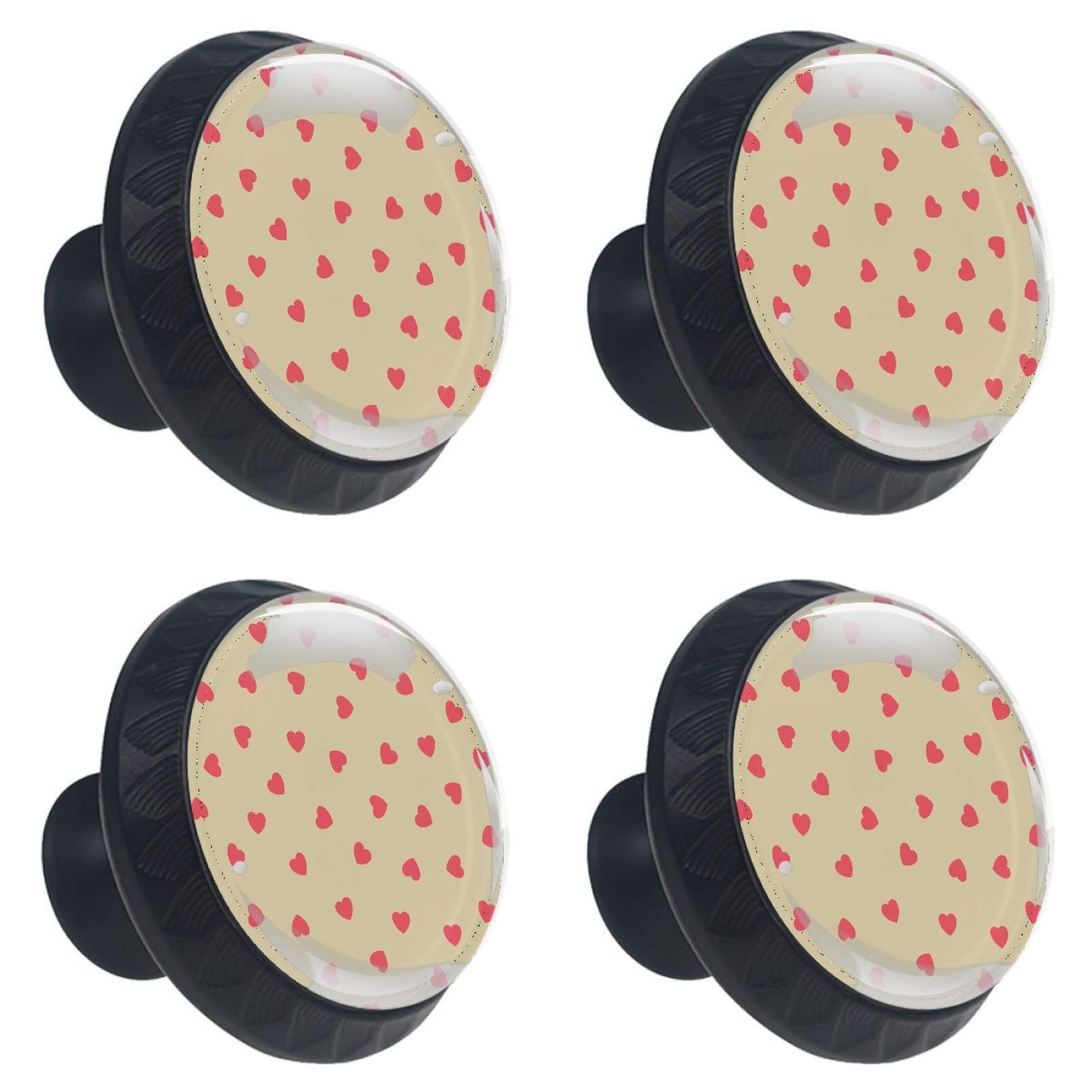 Boutons de meuble ronds en verre avec cœur de 30 mm pour commode et cuisine x4