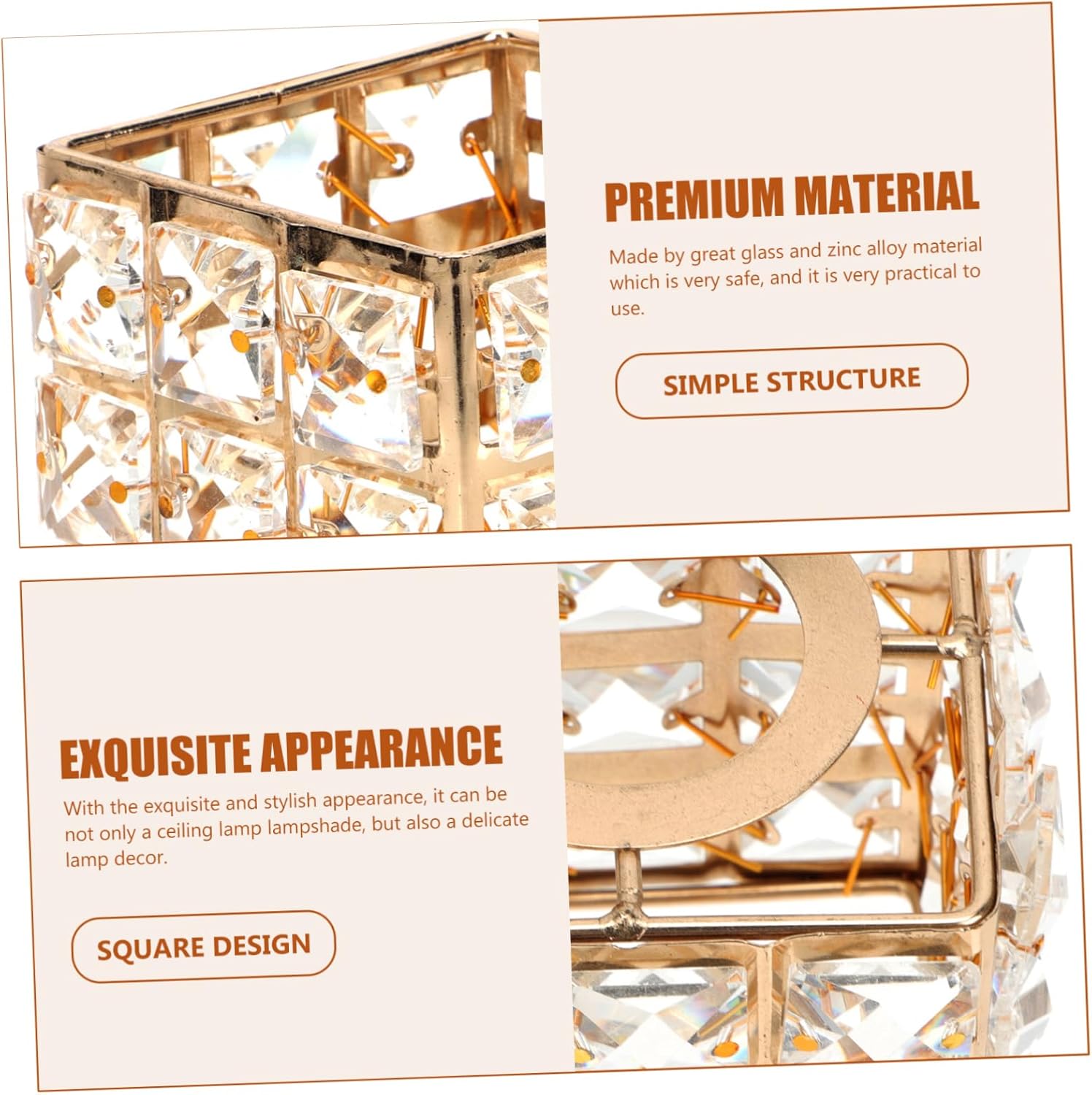 Delicate Crystal Lamp Shade for Ceiling Light Fixture Elegant Household Accessory Opening Durable for Home Store Hotel Decor