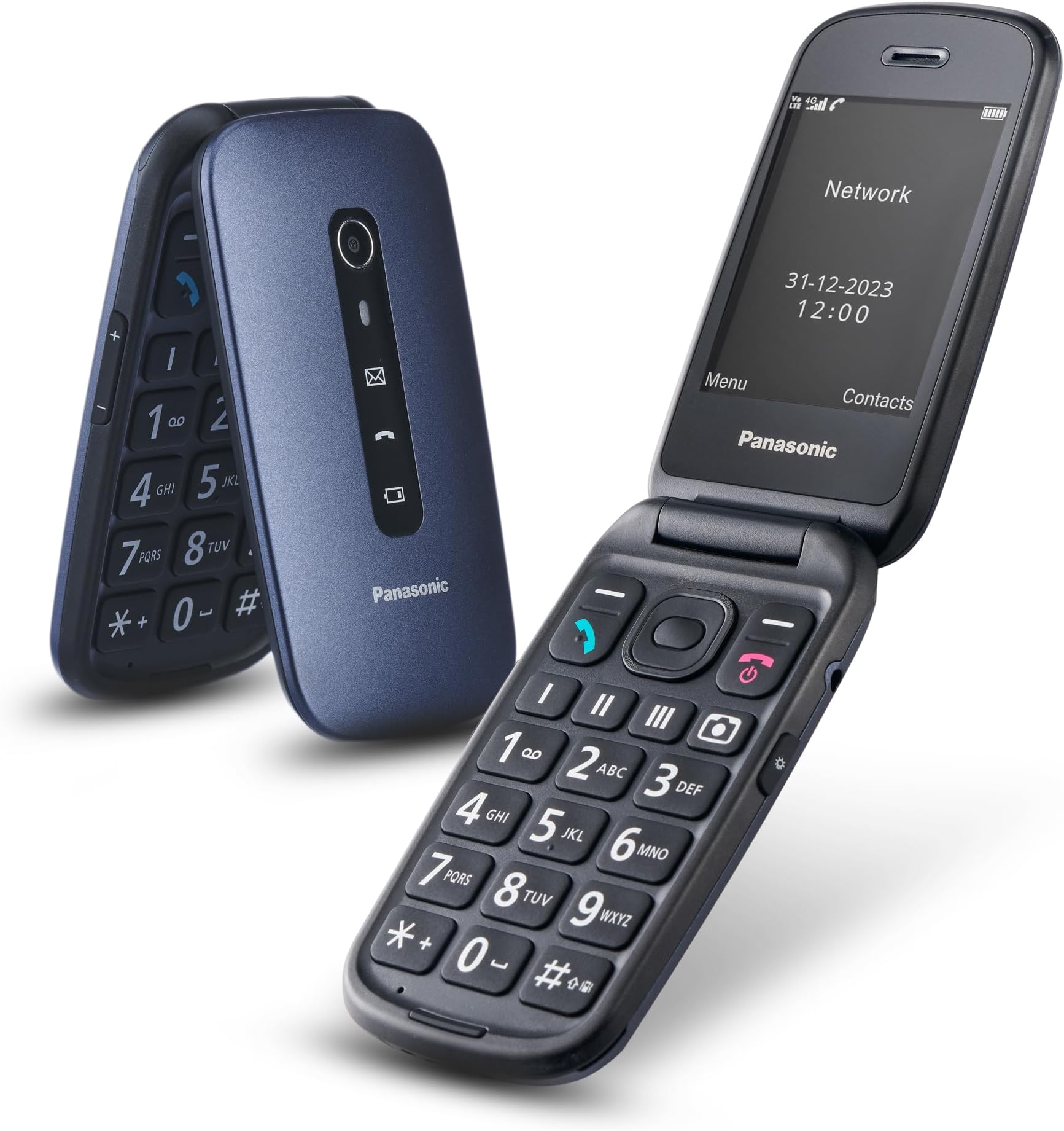 KX-TU550EXC 4G Essentials Clamshell Mobile Phone for Elderly, 1.2MP Camera, Senior Phone with Large 2.8" Display, 300 Hours Standby Time, Blue
