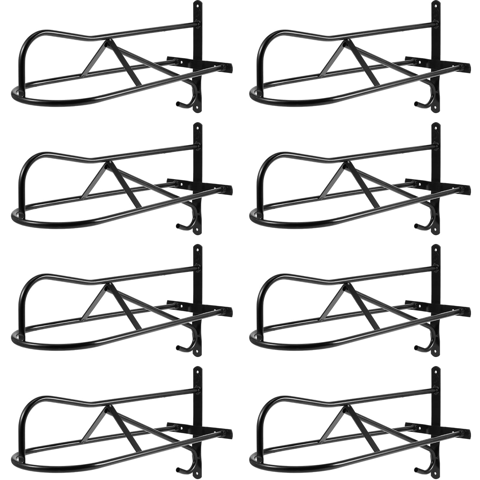 Paterr 8 Sets Saddle Rack Wall Mounted Saddle Stand, 20.3 x 11.8 x 9 Inches Black Saddle Rack Stand for Western Saddles Horses, Installing Screws Included