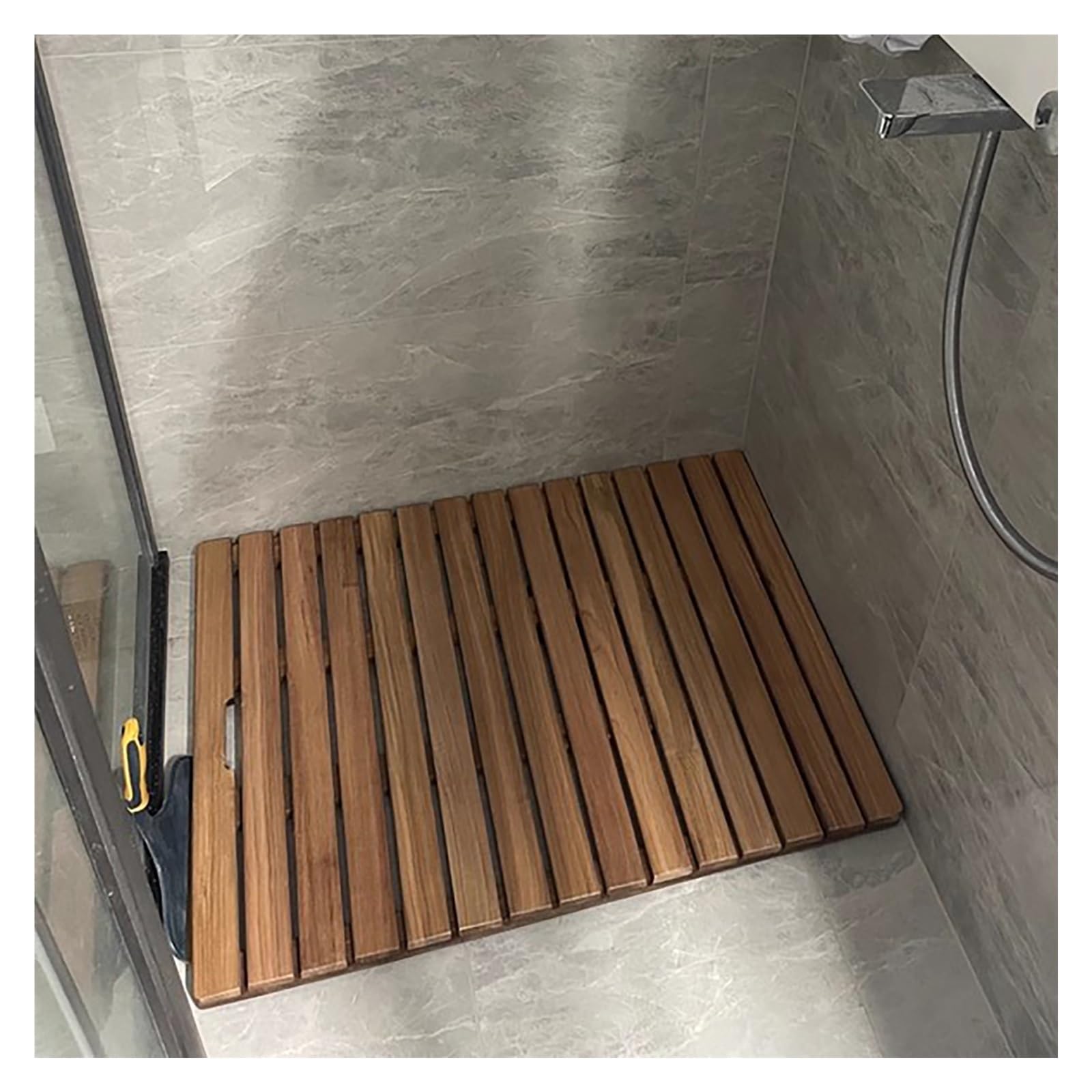 Genérico Alfombrilla de Ducha Impermeable de Madera de Teca para Suelo de baño 32x34 30x36 36x40 21x21 30x48, Alfombrilla de baño Grande Antideslizante de Madera para Ducha/SPA, Alfombrilla