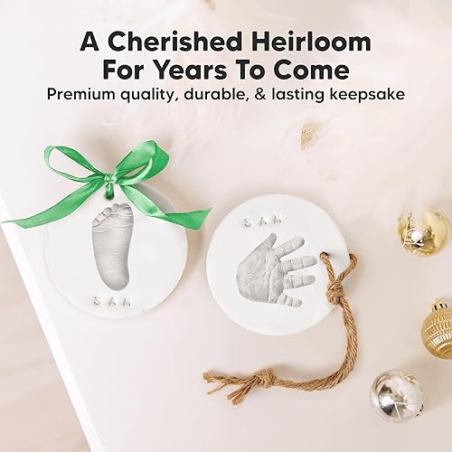 Miniatura 32 de Kit de recuerdo para decoración de huellas de bebé con diseño de huellas de bebé para recién nacido, kit de arte de memoria para bebé, regalos