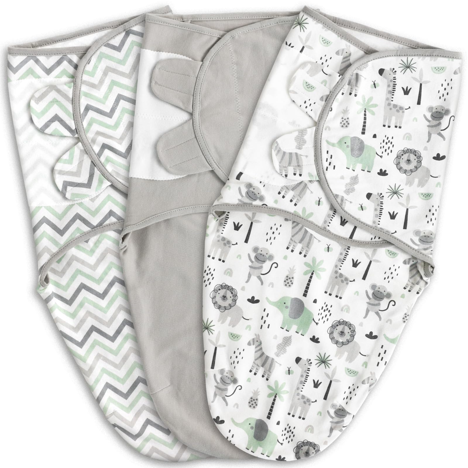 GLLQUEN BABY Baby Swaddle Wraps for 0-3 Months Newborn,Oeko-tex100,100% Breathable Organic Cotton Fabric Swadding Blankets,3 Pack (Green)OEKO-TEX STANDARD 100