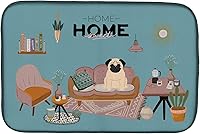 Vista 302 de Caroline's Treasures CK7824DDM - Tapete absorbente para secado de platos con diseño de bulldog inglés, rojo y blanco, para encimera de cocina, 14 x