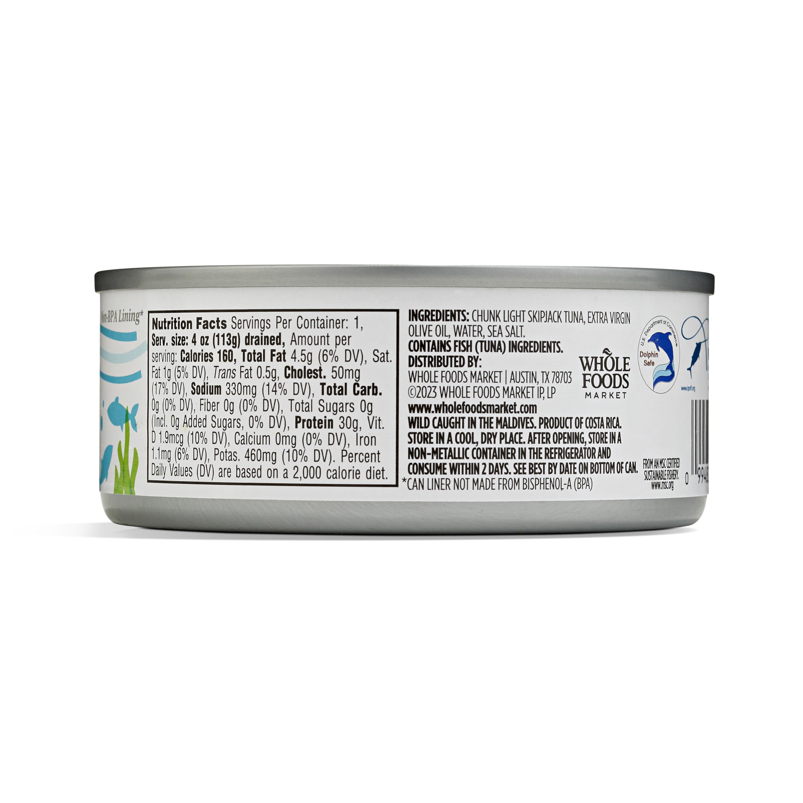 365 by Whole Foods Market, Skipjack Tuna in Extra Virgin Olive Oil, Salt Added, 5 Ounce