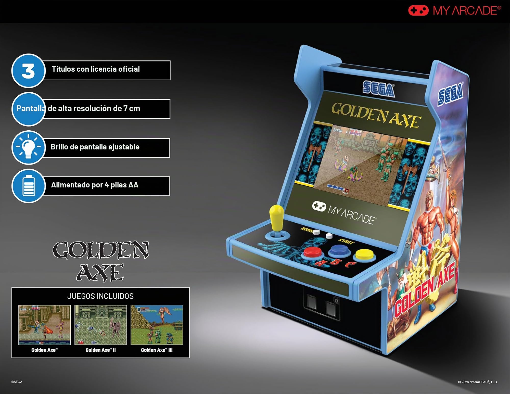 MyArcade DGUNL-7161 Golden Hacha Micro Player Pro Portable Retro Arcade