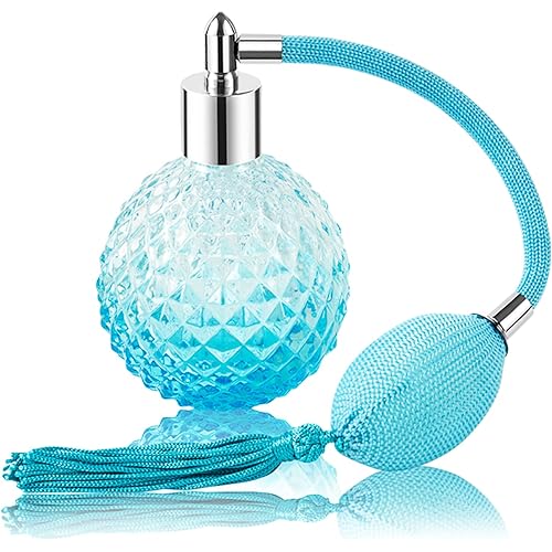 Vintage Perfume Spray Bottle 100ml Vintage Refillable Perfume Bottle with Long Tassel Blue