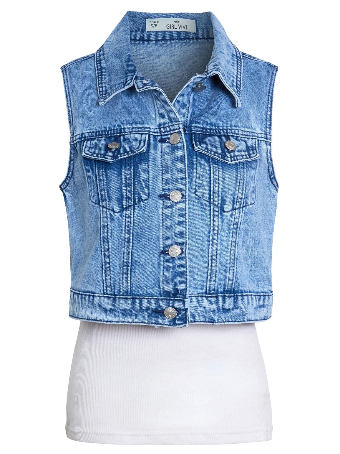 SS7 Damen Ärmellose Jeansweste