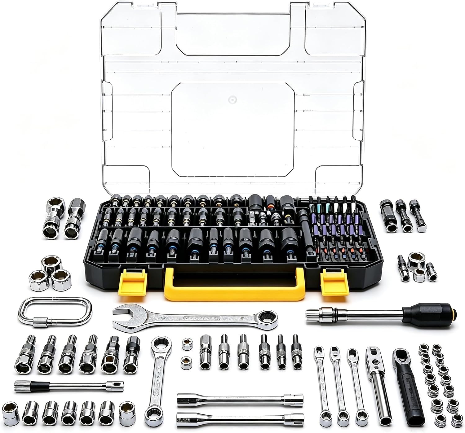 Set di 80 chiavi magnetiche a percussione con adattatori universali per officina | Punte per chiavi a bussola in acciaio S2 con inserti per avvitatore a percussione a batteria, riparazione auto