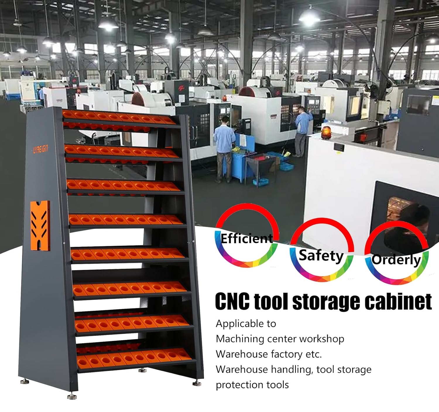 HSK100 CNC Tool Rack-96 Cap，16-Row Large-Capacity CNC Tool Storage Cabinet， Utility CNC Tool Cart， Mechanics CNC Tool Cart， CNC Metal Cabinet, Cat 40 Tool Holder for Storehouse Factory Garage