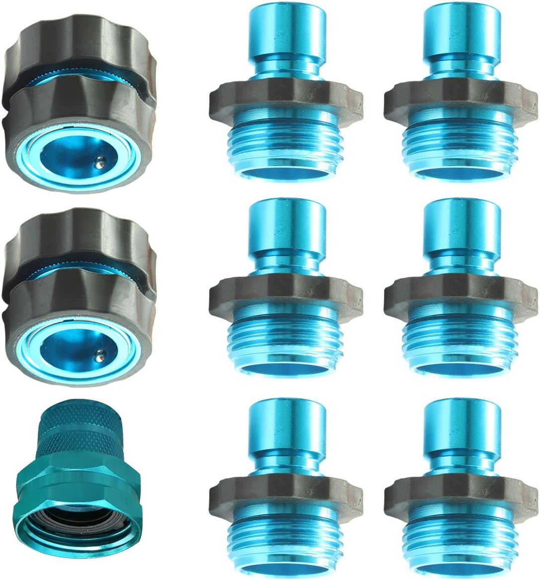 PLG Garden Hose Connectors and Fittings,Blue,2 Female + 6 Male + 1/2" * 3/4" Faucet Swivel Adapter
