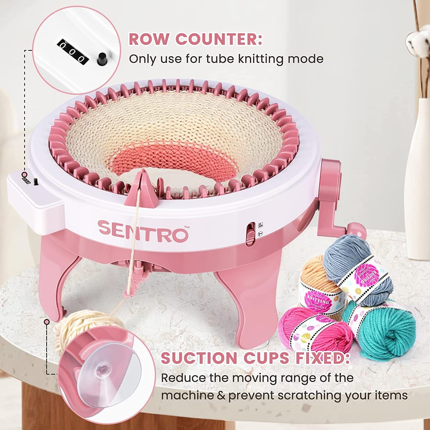 SENTRO Macchina per Maglieria, 48 Aghi Macchina per Maglieria, Macchine per Maglieria con Contatori, per Adulti/Bambini Tessuti a Mano, Come Cappelli Sciarpe Guanti