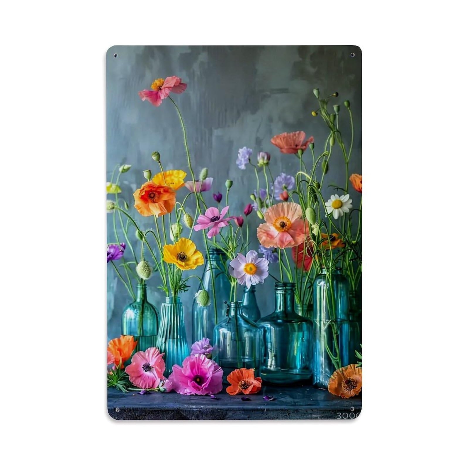 Floral Arrangement In Glass Vases Retro Metal Tin Sign, Vintage Decor Art Poster for Bar, Home, Man Cave, Kitchen, Laundry Room Gift 8x12Inch