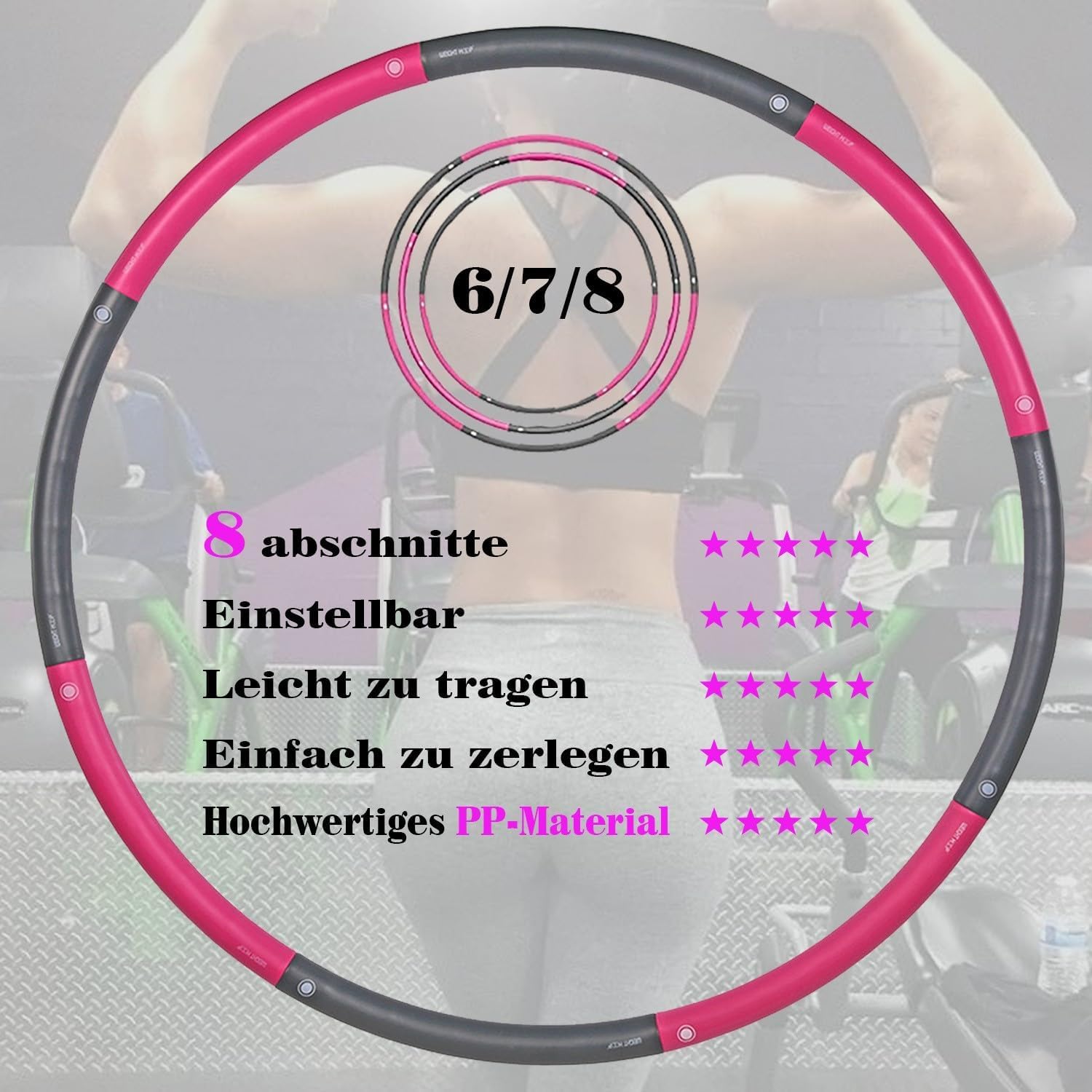 Hula Hoop Reifen Fitness - 1,5kg, 100cm, Wellendesign Für Gewichtsabnahme