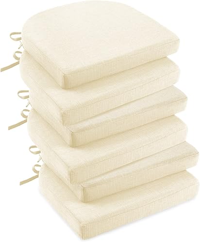 downluxe Cojines para sillas de interior para sillas de comedor, almohadillas de espuma texturizada suaves y cómodas para sillas de cocina con lazos
