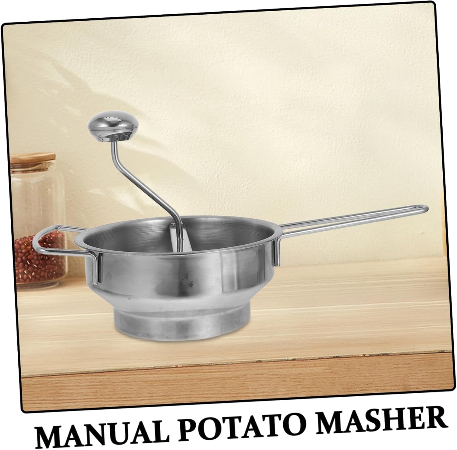 Mobestech 1set Multi-use Stainless Steel Potato Ergonomic Manual Masher Tool for Effortless Food Preparation for Mashing Potatoes Vegetables and Fruits Includes Interchangeable Filter Discs