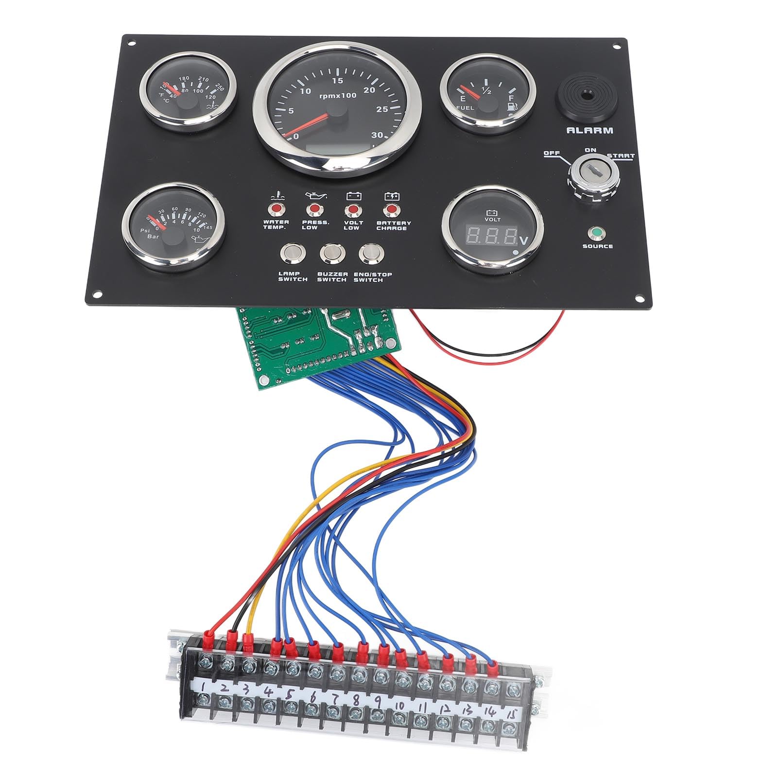 Cosiki Medidor de Presión de Aceite, Voltímetro Preciso de 85 Mm, Juego de Medidor de Panel de Instrumentos de 0 a 3000 RPM para Yate (LED de 7 Colores)